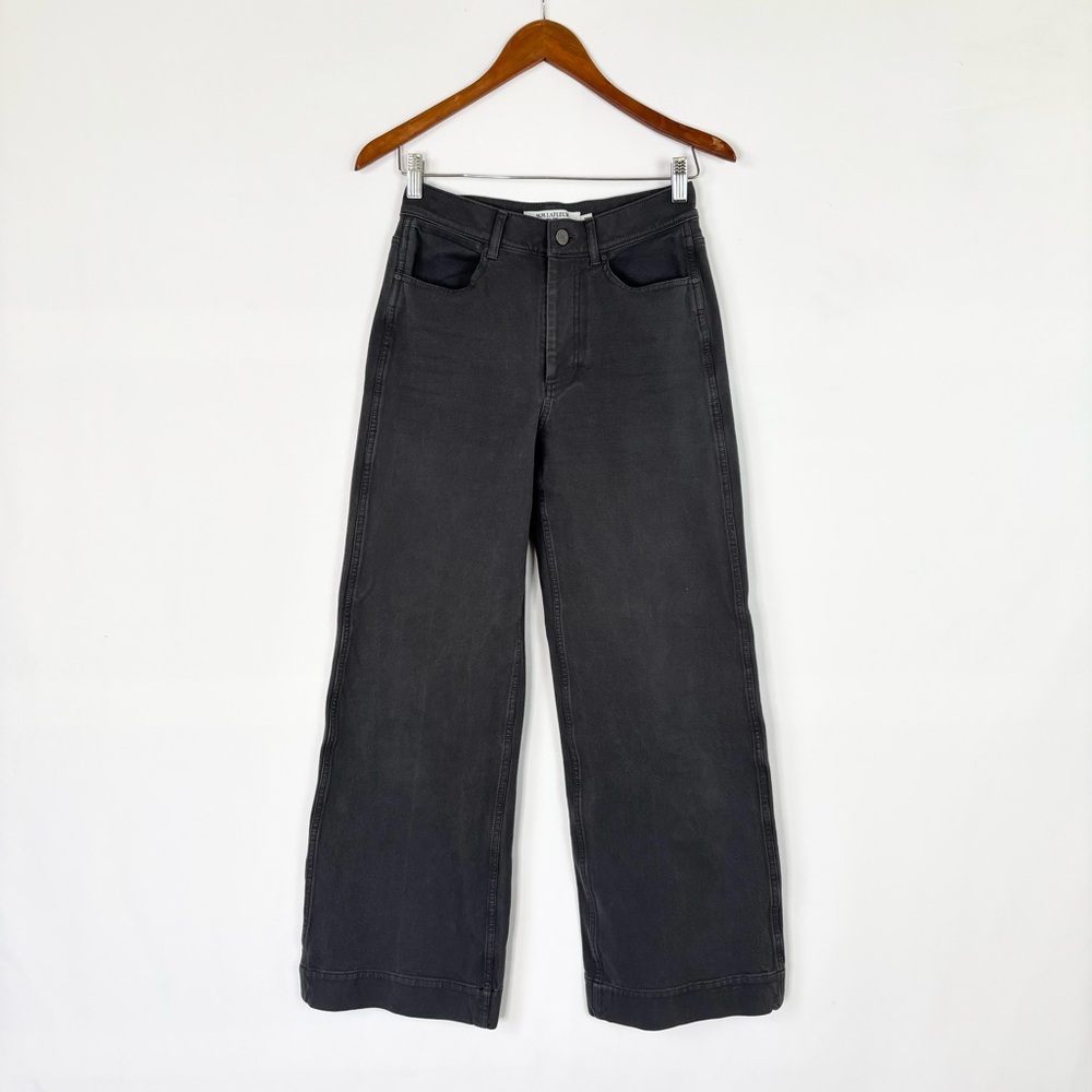 MM Lafleur Milo Wide Leg Pant Gray Size 0 Jean Stretch High Waist